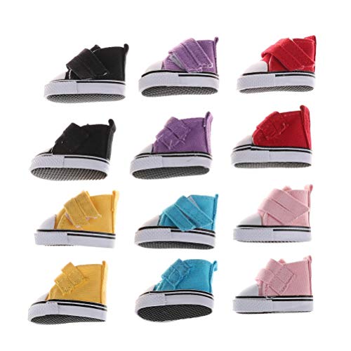 Un par surtido de 6 colores 5 cm de lona zapatos para muñeca de moda mini zapatos de juguete de la zapatilla de deporte para la muñeca rusa