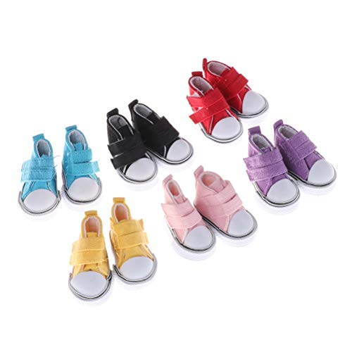 Un par surtido de 6 colores 5 cm de lona zapatos para muñeca de moda mini zapatos de juguete de la zapatilla de deporte para la muñeca rusa