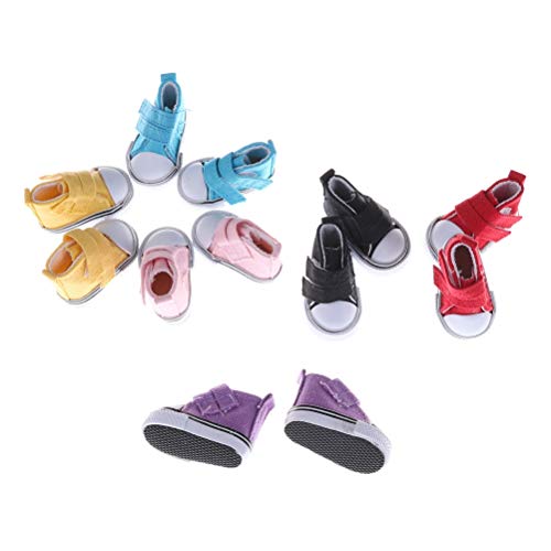 Un par surtido de 6 colores 5 cm de lona zapatos para muñeca de moda mini zapatos de juguete de la zapatilla de deporte para la muñeca rusa