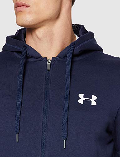 Under Armour Rival Fitted Full Zip Sudadera, Hombre, Azul (Midnight Navy/White 410), L