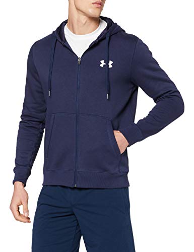 Under Armour Rival Fitted Full Zip Sudadera, Hombre, Azul (Midnight Navy/White 410), L