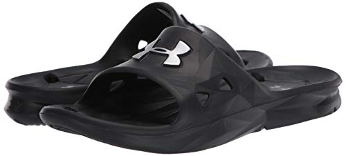 Under Armour Slides UA Locker III Chanclas de hombre, zapatos para playa de secado rápido, chanclas con correa ideales para el vestuario y la piscina, Black/Metallic Silver (001), 8 Under Armour Slides UA Locker III Chanclas de hombre, zapatos para playa de secado rápido, chanclas con correa ideales para el vestuario y la piscina, Black/Metallic Silver (001), 8