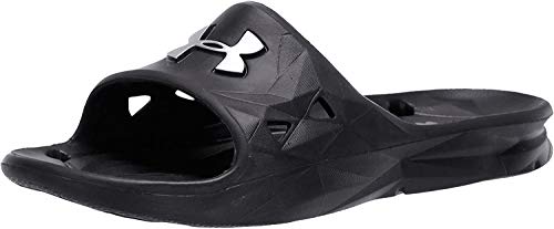 Under Armour Slides UA Locker III Chanclas de hombre, zapatos para playa de secado rápido, chanclas con correa ideales para el vestuario y la piscina, Black/Metallic Silver (001), 12 Under Armour Slides UA Locker III Chanclas de hombre, zapatos para playa de secado rápido, chanclas con correa ideales para el vestuario y la piscina, Black/Metallic Silver (001), 12
