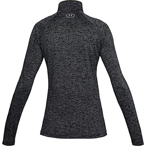 Under Armour Tech 1/2 Zip, camiseta de manga larga mujer, Negro (Black / Black / Metallic Silver), XS