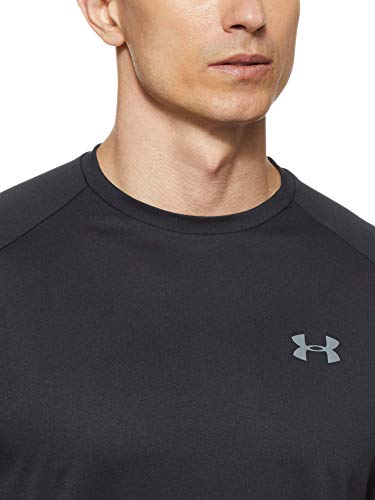 Under Armour Tech 2.0. Camiseta masculina, camiseta transpirable, ancha camiseta para gimnasio de manga corta y secado rápido, Black/Graphite (001), LG