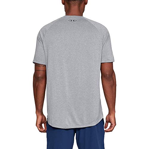 Under Armour Tech 2.0. Camiseta masculina, camiseta transpirable, ancha camiseta para gimnasio de manga corta y secado rápido, Steel Light Heather/Black (036), LG