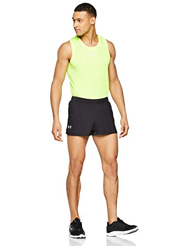 Under Armour UA Launch Sw Split Short Pantalón Corto, Hombre, Negro (Black/Black/Reflective 001), XL