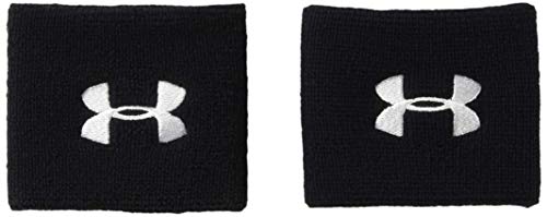 Under Armour UA Performance Wristbands Pack De 2 Muñequeras para Hombre, Accesorios De Entrenamiento, Black/White (001), Taglia Unica