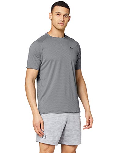 Under Armour UA Tech 2.0 SS Tee Novelty, camiseta para gimnasio, camiseta transpirable hombre, Gris (Pitch Gray/Black (012)), L