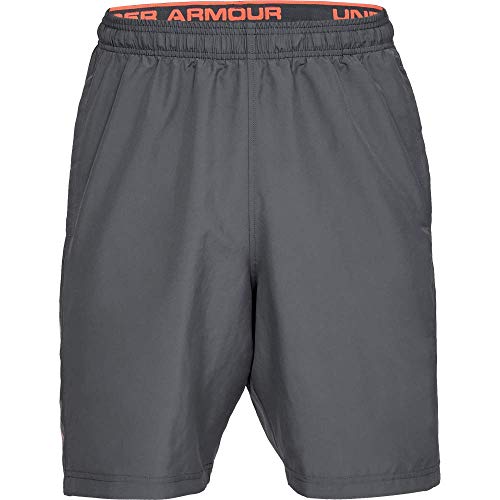 Under Armour Woven Graphic Wordmark Shorts Pantalón Corto, Hombre, Gris (Pitch Gray/Orange Glitch 012), L Under Armour Woven Graphic Wordmark Shorts Pantalón Corto, Hombre, Gris (Pitch Gray/Orange Glitch 012), L