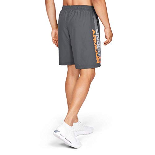 Under Armour Woven Graphic Wordmark Shorts Pantalón Corto, Hombre, Gris (Pitch Gray/Orange Glitch 012), L Under Armour Woven Graphic Wordmark Shorts Pantalón Corto, Hombre, Gris (Pitch Gray/Orange Glitch 012), L
