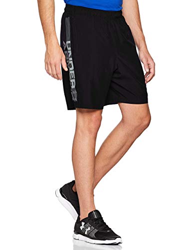 Under Armour Woven Graphic Wordmark Shorts Pantalones de hombre, pantalón corto ultraligero y transpirable, cómodo y ancho pantalón de deporte, Black/Zinc Gray (001), LG Under Armour Woven Graphic Wordmark Shorts Pantalones de hombre, pantalón corto ultraligero y transpirable, cómodo y ancho pantalón de deporte, Black/Zinc Gray (001), LG