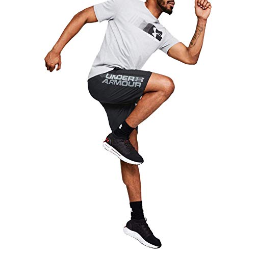 Under Armour Woven Graphic Wordmark Shorts Pantalones de hombre, pantalón corto ultraligero y transpirable, cómodo y ancho pantalón de deporte, Black/Zinc Gray (001), LG Under Armour Woven Graphic Wordmark Shorts Pantalones de hombre, pantalón corto ultraligero y transpirable, cómodo y ancho pantalón de deporte, Black/Zinc Gray (001), LG
