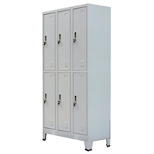 UnfadeMemory Armario Almacenaje Metalico de Vestuarios Deportivos,Vestuarios de Empresa,Armario Taquilla con Protectores de Plástico en Patas,Acero,Gris (6 Compartimentos,90x45x180cm) UnfadeMemory Armario Almacenaje Metalico de Vestuarios Deportivos,Vestuarios de Empresa,Armario Taquilla con Protectores de Plástico en Patas,Acero,Gris (6 Compartimentos,90x45x180cm)