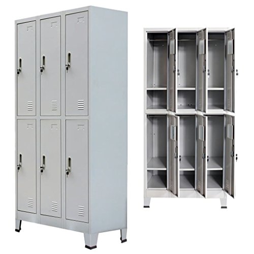 UnfadeMemory Armario Almacenaje Metalico de Vestuarios Deportivos,Vestuarios de Empresa,Armario Taquilla con Protectores de Plástico en Patas,Acero,Gris (6 Compartimentos,90x45x180cm) UnfadeMemory Armario Almacenaje Metalico de Vestuarios Deportivos,Vestuarios de Empresa,Armario Taquilla con Protectores de Plástico en Patas,Acero,Gris (6 Compartimentos,90x45x180cm)