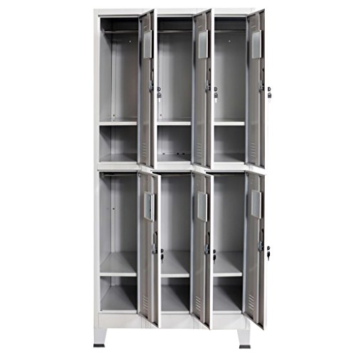 UnfadeMemory Armario Almacenaje Metalico de Vestuarios Deportivos,Vestuarios de Empresa,Armario Taquilla con Protectores de Plástico en Patas,Acero,Gris (6 Compartimentos,90x45x180cm) UnfadeMemory Armario Almacenaje Metalico de Vestuarios Deportivos,Vestuarios de Empresa,Armario Taquilla con Protectores de Plástico en Patas,Acero,Gris (6 Compartimentos,90x45x180cm)