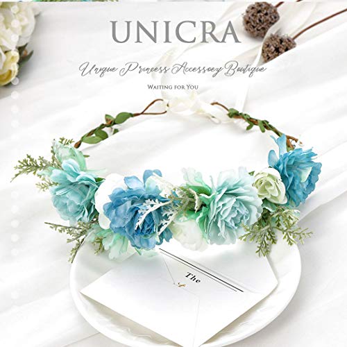 Unicra Corona diadema guirnalda de flores, guirnalda para el pelo, guirnalda de flores, accesorios para el cabello con cinta, regalo para mujeres y niñas (azul) Unicra Corona diadema guirnalda de flores, guirnalda para el pelo, guirnalda de flores, accesorios para el cabello con cinta, regalo para mujeres y niñas (azul)