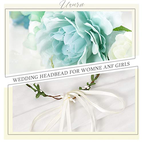 Unicra Corona diadema guirnalda de flores, guirnalda para el pelo, guirnalda de flores, accesorios para el cabello con cinta, regalo para mujeres y niñas (azul) Unicra Corona diadema guirnalda de flores, guirnalda para el pelo, guirnalda de flores, accesorios para el cabello con cinta, regalo para mujeres y niñas (azul)