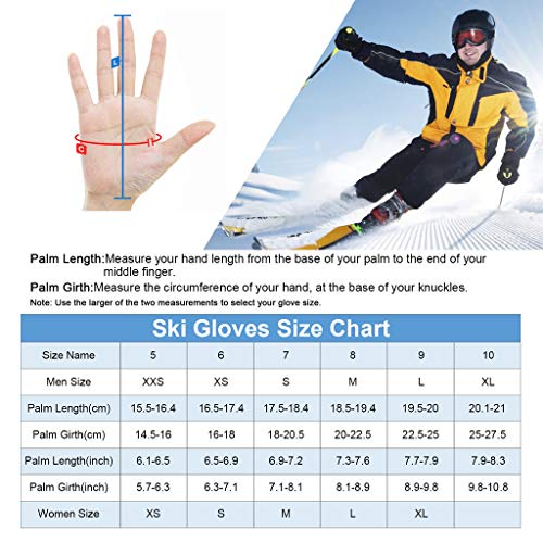 Unigear Guantes de Esquí Impermeable Super Cálido  Calientes Nieve Snowboard Pantallas Táctiles Anti-Viento Antideslizante Esquiar Acampada y Senderismo Moto Ciclismo Deportes Invierno Unisex