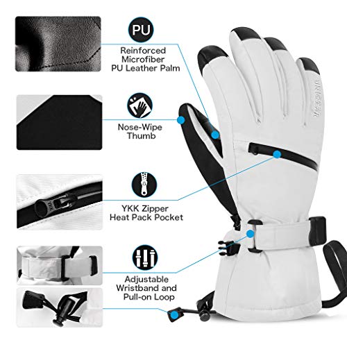 Unigear Guantes de Esquí Impermeable Super Cálido  Calientes Nieve Snowboard Pantallas Táctiles Anti-Viento Antideslizante Esquiar Acampada y Senderismo Moto Ciclismo Deportes Invierno Unisex