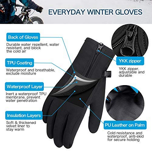 Unigear Guantes de Invierno Super Cálido Impermeable Pantalla Táctil A Prueba de Viento Antideslizante para Moto y Ciclismo Hombre