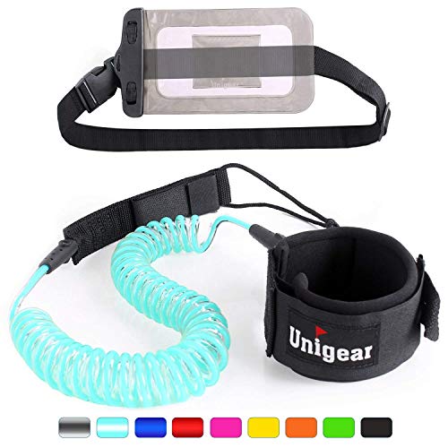 Unigear Leashes de Surf Inventos de Surf Correa Surf Leash Correa de Tabla de Surf Correa de Paleta de TPU Enrollada de 7 mm y 10 Pies