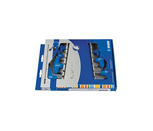 Unior URT726 607890-Juego de 7 Destornilladores hexagonales con Mango en T en Caja de cartón de 2,5 a 10 mm Serie 193HXCS, Unisex, Azul-Azul, 0.25-1cm