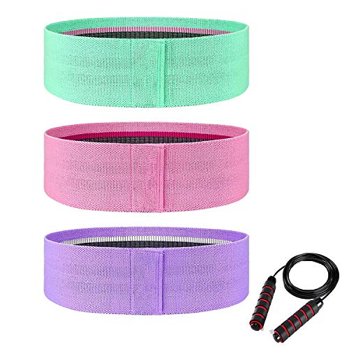 UNIROI Bandas Elasticas de Fitness 3 Piece, Resistance Hip Bands con Comba de PVC, Bandas de Resistencia física para Yoga, Pilates, Crossfit, Fisioterapia, Entrenamiento de Fuerza - UJR005