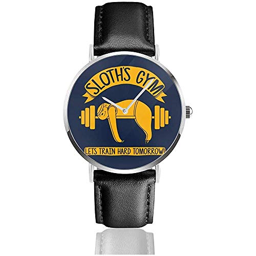 Unisex Business Casual Sloths Gym Relojes Reloj de Cuero de Cuarzo