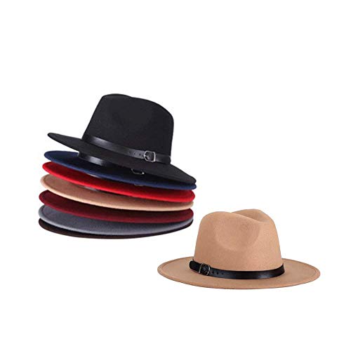 Unisex Del Sombrero De Fedora De Invierno De Ala Ancha Con La Decoración De La Correa De Cuero Del Sombrero De Panamá Para Hombres Mujeres Unisex Del Sombrero De Fedora De Invierno De Ala Ancha Con La Decoración De La Correa De Cuero Del Sombrero De Panamá Para Hombres Mujeres