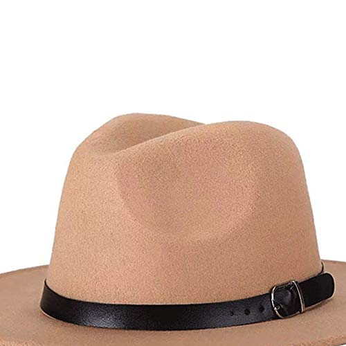 Unisex Del Sombrero De Fedora De Invierno De Ala Ancha Con La Decoración De La Correa De Cuero Del Sombrero De Panamá Para Hombres Mujeres