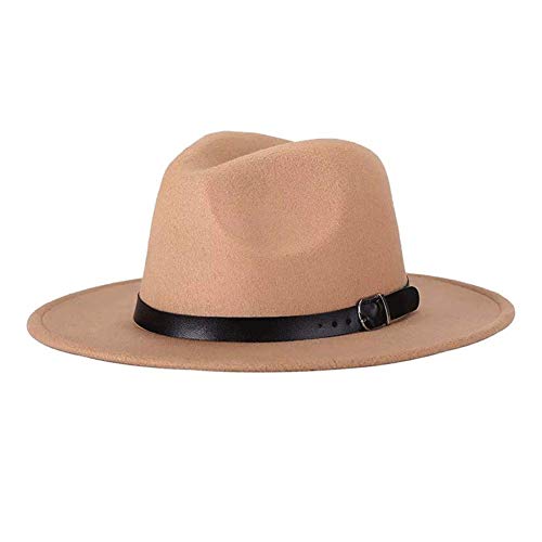 Unisex Del Sombrero De Fedora De Invierno De Ala Ancha Con La Decoración De La Correa De Cuero Del Sombrero De Panamá Para Hombres Mujeres