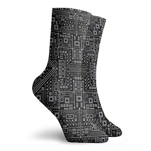 Unisex Evil Robot Circuit Board (negro y gris) Transpirable Fantasy Tobillo Correr Senderismo Calcetines-Calcetines deportivos deportivos de fin de semana Calcetines cortos de compresión antideslizant