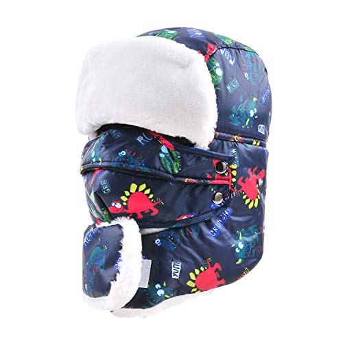 Unisex orejeras niño Niña niño 5-15 años, sombrero cazador en piel artificial Invierno Térmico Gorro ruso esquí snowboard Cache oído caliente máscara antivaho pasamontañas Chapka aviador piloto