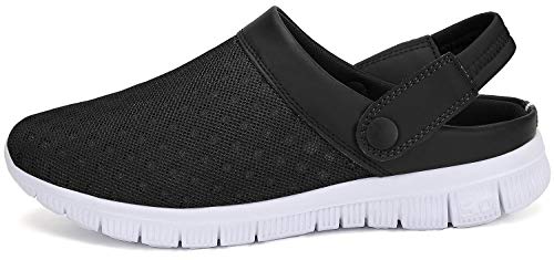 Unisex Zuecos Hombres Mujeres Zapatillas de Playa Respirable Malla Ahueca hacia Fuera Las Sandalias Zapatos, Negro 39