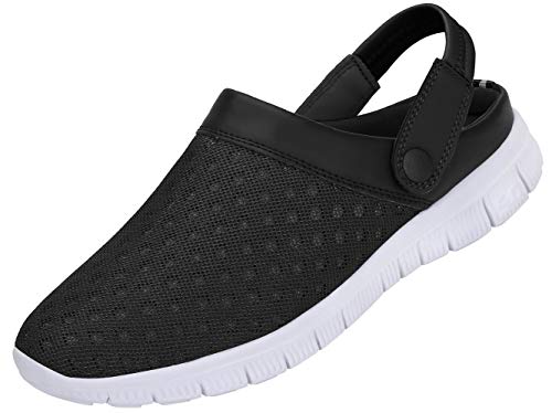 Unisex Zuecos Hombres Mujeres Zapatillas de Playa Respirable Malla Ahueca hacia Fuera Las Sandalias Zapatos, Negro 39