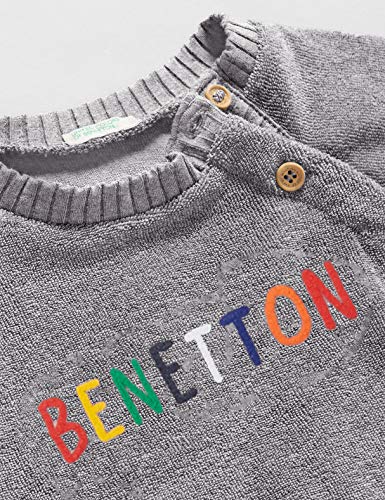 United Colors of Benetton (Z6ERJ) Maglia G/C M/L Sudadera con Capucha, Melange Light Grey 501, 56 cm para Bebés