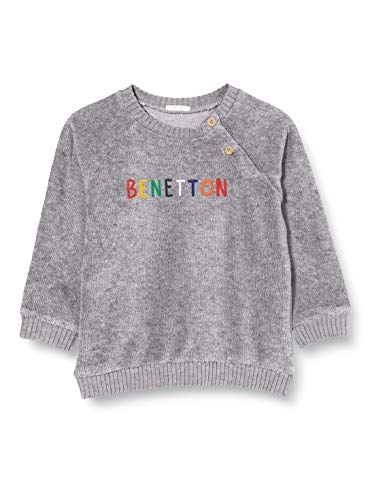 United Colors of Benetton (Z6ERJ) Maglia G/C M/L Sudadera con Capucha, Melange Light Grey 501, 56 cm para Bebés