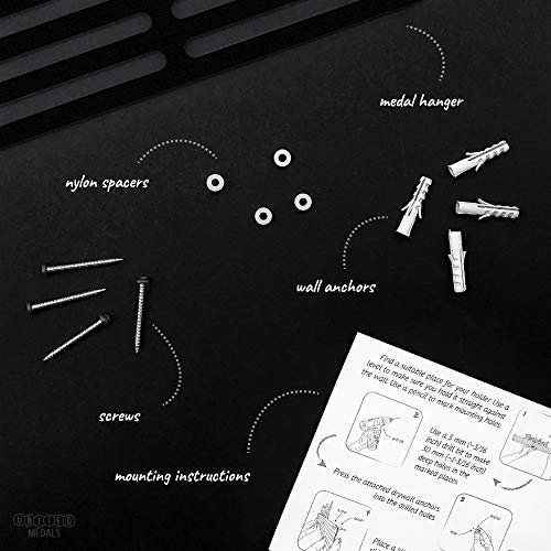 United Medals Every Little Step Counts Medalla Percha | Acero Recubierto de Polvo Negro (43cm / 48 Medallas) Soporte para Medallas Deportivas
