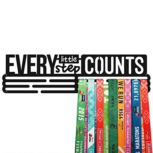 United Medals Every Little Step Counts Medalla Percha | Acero Recubierto de Polvo Negro (43cm / 48 Medallas) Soporte para Medallas Deportivas United Medals Every Little Step Counts Medalla Percha | Acero Recubierto de Polvo Negro (43cm / 48 Medallas) Soporte para Medallas Deportivas