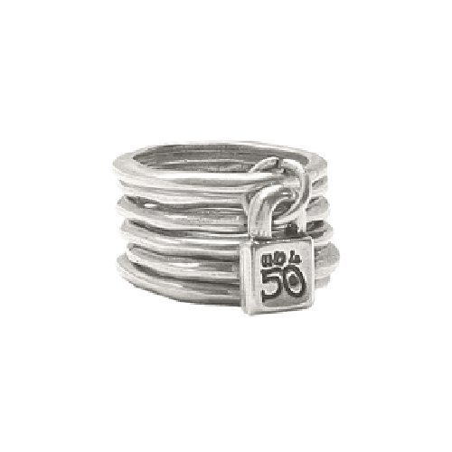 UNOde50 Anillo de Mujer Multiple bañado en Plata y con el candado de Grabado.