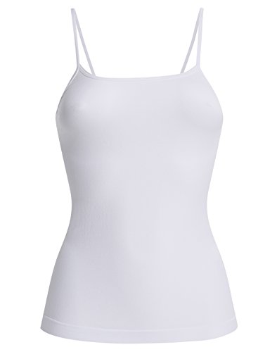 UnsichtBra Camisetas Mujer | Camisetas Tirantes Mujer | Pack de 3 Tops (3 x Blanco, M-L)