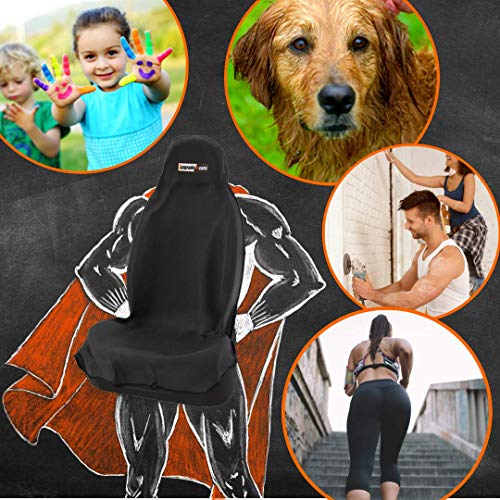 Upgrade4cars Funda de Asiento Delantero para Coche Universal Negro | Protector Asientos Delanteros para Deportivo Taller Perro Niños | Cubierta Impermeable | Accesorios Coches Interior