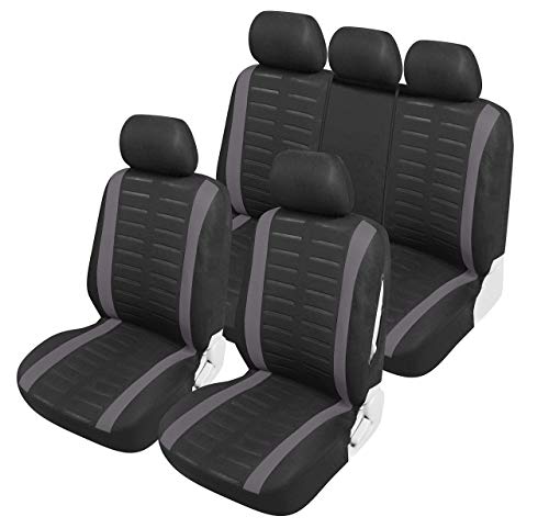 Upgrade4cars Fundas Asientos Coche Universales Negro Gris para Delanteros y Traseros | Funda para Asiento Coches | Accesorios Interior Universal Upgrade4cars Fundas Asientos Coche Universales Negro Gris para Delanteros y Traseros | Funda para Asiento Coches | Accesorios Interior Universal