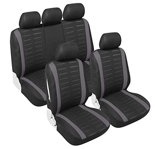 Upgrade4cars Fundas Asientos Coche Universales Negro Gris para Delanteros y Traseros | Funda para Asiento Coches | Accesorios Interior Universal Upgrade4cars Fundas Asientos Coche Universales Negro Gris para Delanteros y Traseros | Funda para Asiento Coches | Accesorios Interior Universal