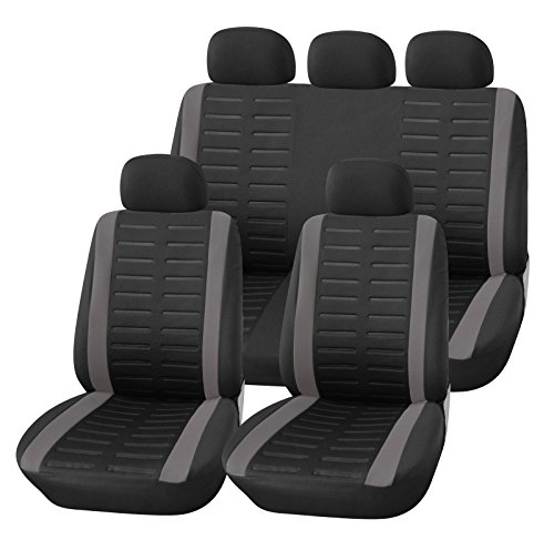 Upgrade4cars Fundas Asientos Coche Universales Negro Gris para Delanteros y Traseros | Funda para Asiento Coches | Accesorios Interior Universal Upgrade4cars Fundas Asientos Coche Universales Negro Gris para Delanteros y Traseros | Funda para Asiento Coches | Accesorios Interior Universal