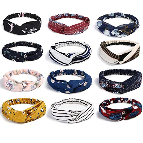 URAQT Diademas Mujer, Boho Diademas para Mujeres Flor Vintage Impreso Criss Cross Anudado Elástico Banda para el Cabello Stretchy Head Wrap Twisted Accesorios para el Cabello Lindo Paquete de 12pcs URAQT Diademas Mujer, Boho Diademas para Mujeres Flor Vintage Impreso Criss Cross Anudado Elástico Banda para el Cabello Stretchy Head Wrap Twisted Accesorios para el Cabello Lindo Paquete de 12pcs