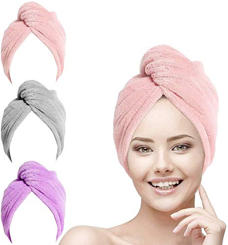 URAQT Toallas para Secar el Pelo 3pcs, Toalla Turbante para el Pelo, Cabello Turbante de Secado rápido Coral Fleece con Botón del Abrigo, para en EUR Ducha, SPA, Maquillaje, (Gris, Rosado, Púrpura) URAQT Toallas para Secar el Pelo 3pcs, Toalla Turbante para el Pelo, Cabello Turbante de Secado rápido Coral Fleece con Botón del Abrigo, para en EUR Ducha, SPA, Maquillaje, (Gris, Rosado, Púrpura)
