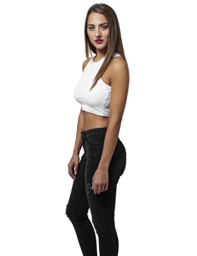 Urban Classics Ladies Cropped Rib Top Camiseta sin Mangas, Blanco (White 220), XS para Mujer