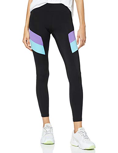 Urban Classics Leggings Ladies Color Block Yoga-Hose, Negro (Black/Ultraviolet 02363), 42 (Talla del Fabricante: Large) para Mujer